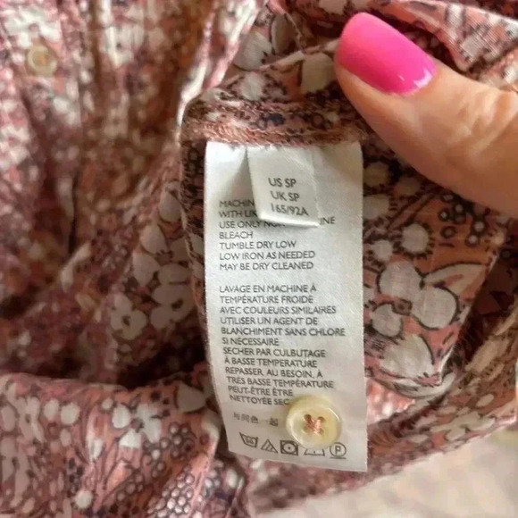 Pilcro for Anthropologie Button Down Floral Ruched Top Size S - Picture 6 of 9